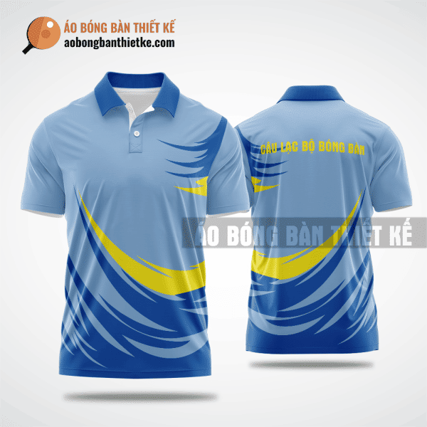 Mẫu áo bóng bàn thiết kế giá rẻ tại Hòa Bình màu xanh da trời ABBTK140