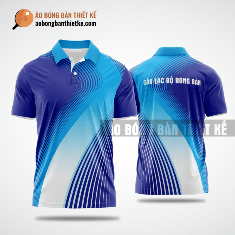 Mẫu áo thun bóng bàn CLB Trường Đại học Hà Nội màu xanh biển thiết kế giá rẻ ABBTK341