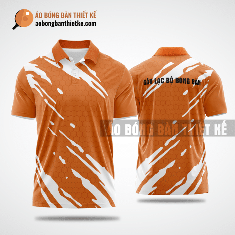 Mẫu trang phục thi đấu bóng bàn CLB Học viện Kỹ thuật Mật mã màu cam thiết kế nam ABBTK379